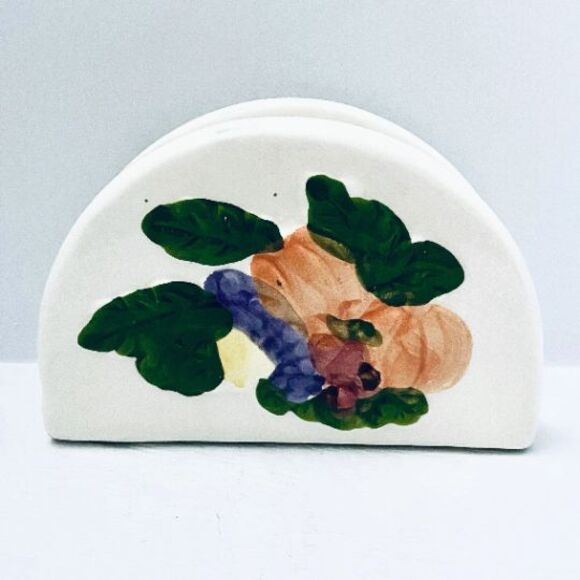 Handmade Ceramic Napkin Holder With Turkey and Pumpkin For Thanksgiving Decor - Picture 2 of 5